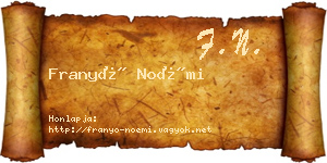 Franyó Noémi névjegykártya